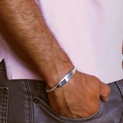 Rigide slave bracelet silver personalized man