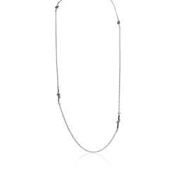 Long necklace silver knots woman