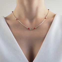 Silver coral necklace woman