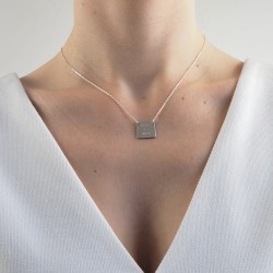 Necklace square silver personalized woman