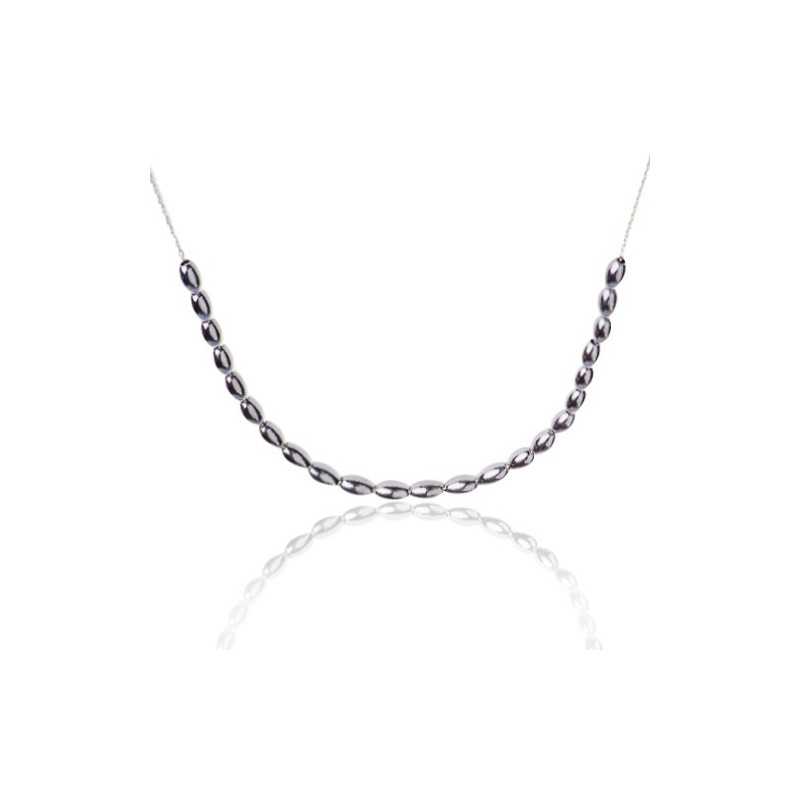 Silver pearls necklace woman