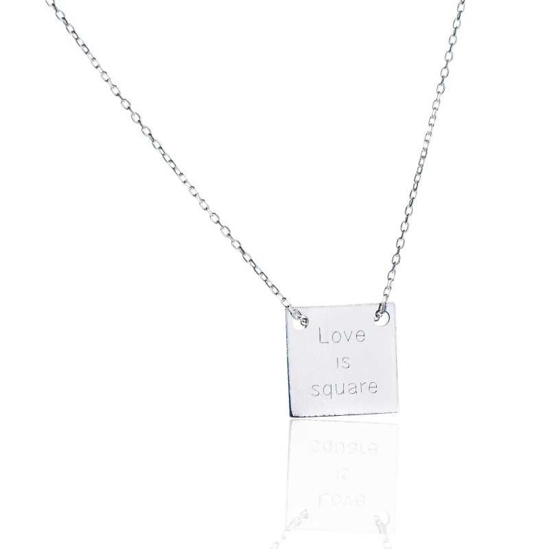 Necklace square silver personalized woman