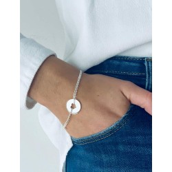 Silver heart target bracelet to engrave woman