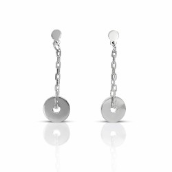 Hanging silver circle earrings woman