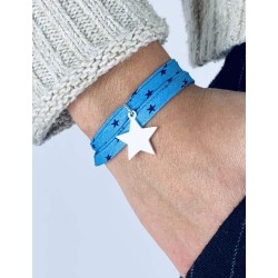 Bracelet Liberty 2 tours étoile argent personnalisé femme