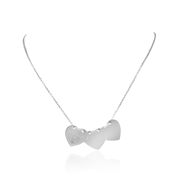 Necklace 3 hearts silver personalized woman