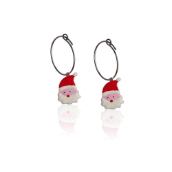 Creole earrings Santa Claus enamel woman