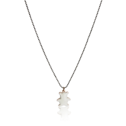 Collier ours blanc argent massif femme