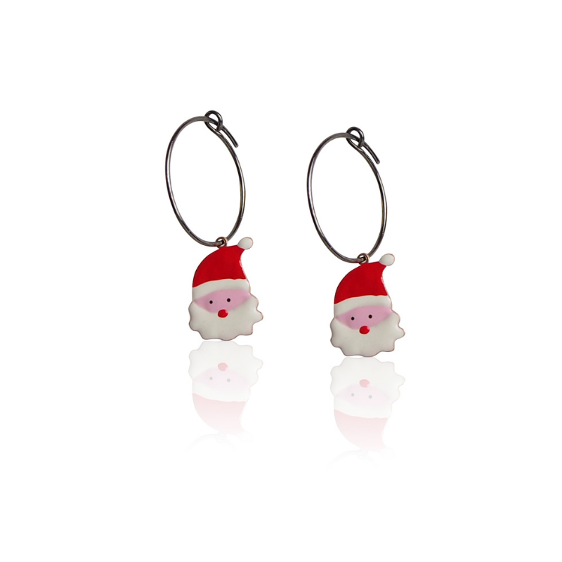 Earrings Santa Claus enamel young girl