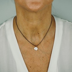 Necklace silver cloud enamel white woman