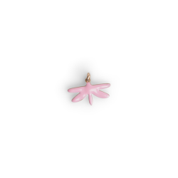 Dragonfly pendant enamel pink woman yellow gold 18kt