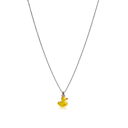 Yellow enamel necklace duck sterling silver 925 child