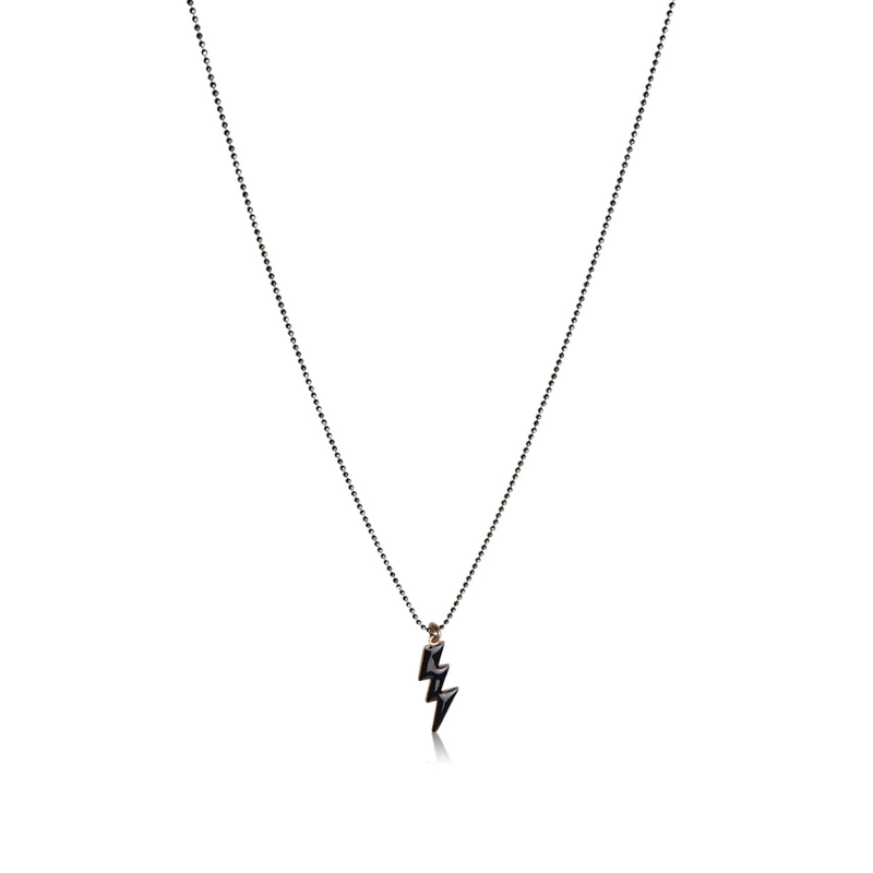 Collier tonnerre émail noir argent sterling adolescent