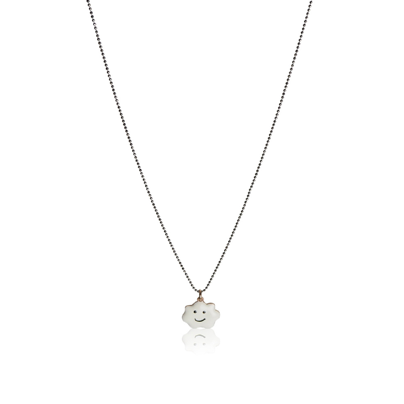 Collier nuage émail blanc or jaune 18kt ado