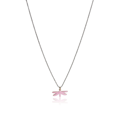 Dragonfly ketting emaille roze sterling zilver 925 tiener