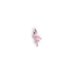 Flamingo pendant pink enamel child yellow gold 18kt