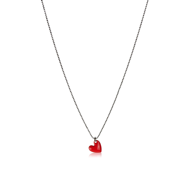 Hart ketting rood emaille ketting gourmette