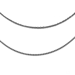 Zilveren ketting rhodium zwarte tiener (40cm)