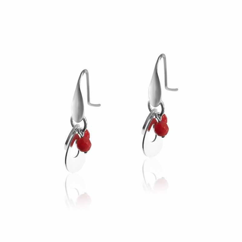 Red coral hook earrings