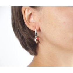 Red coral hook earrings