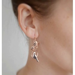 Vermeil birds hanging earrings
